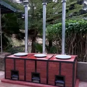 Triple Institutional Rocket Stove with Chimneys(Without Sufurias)
